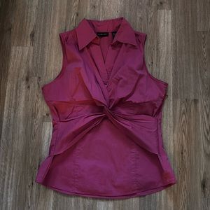 New York & Co Dark Pink Sleeveless Fitted Blouse
